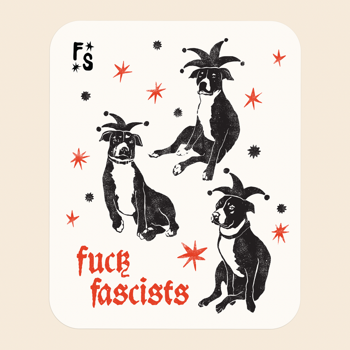 Fuck Fascist Pitbull Jester | Sticker