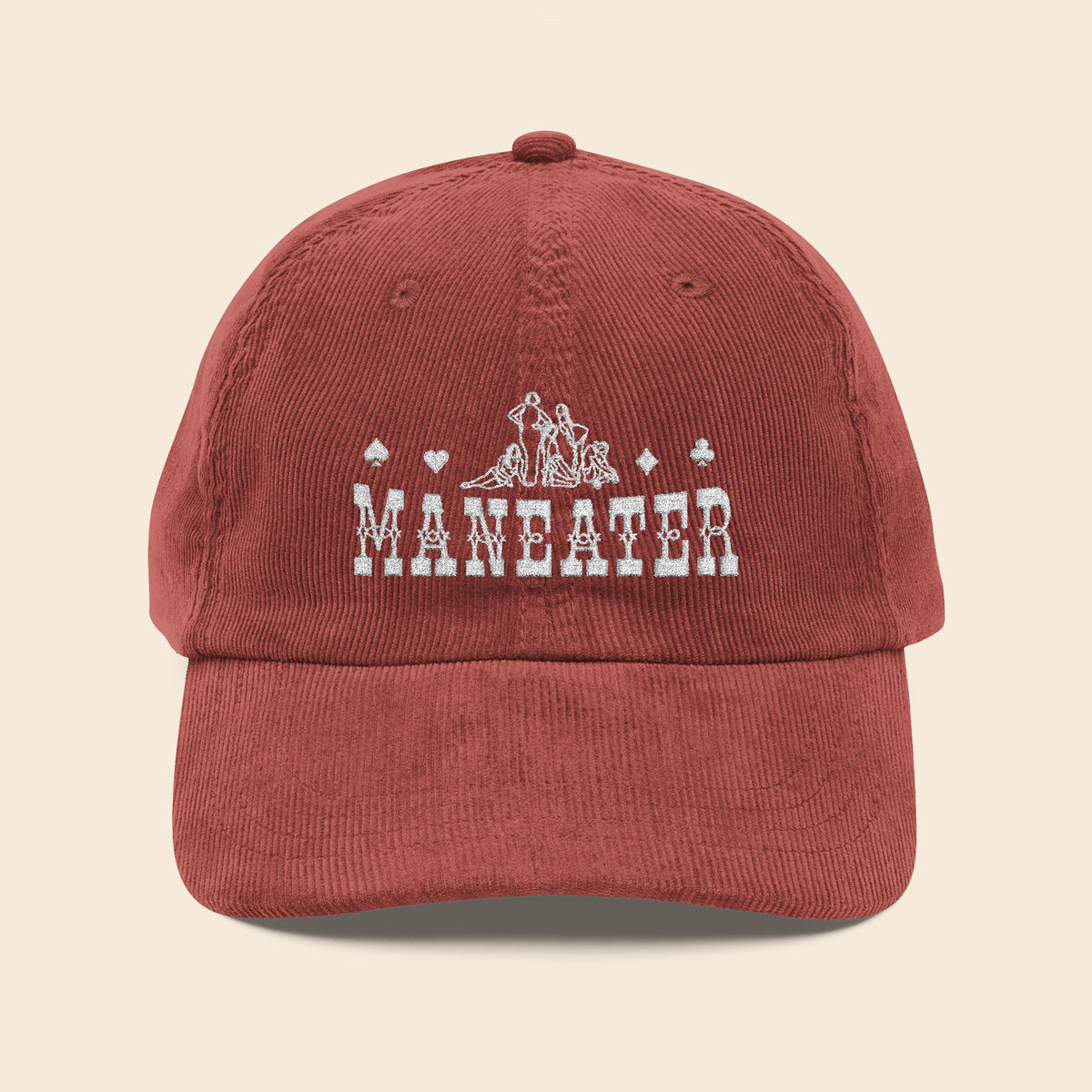 ManEater Burgundy | Embroidered Corduroy Cap
