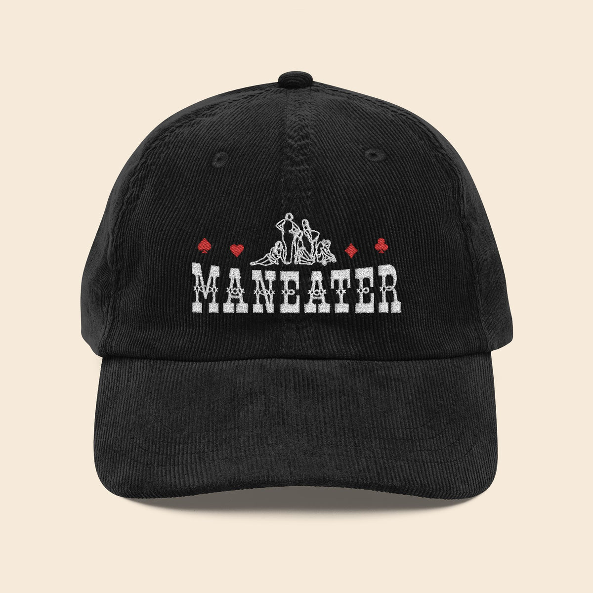 ManEater Black | Embroidered Corduroy Cap