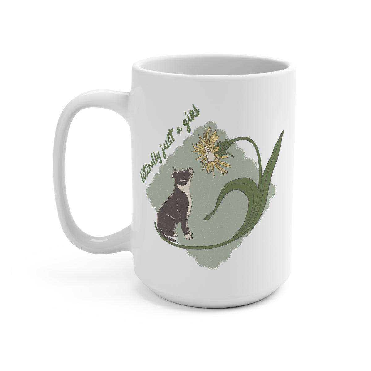 Literally Just a Girl Pit Bull Flower | Mug 15oz