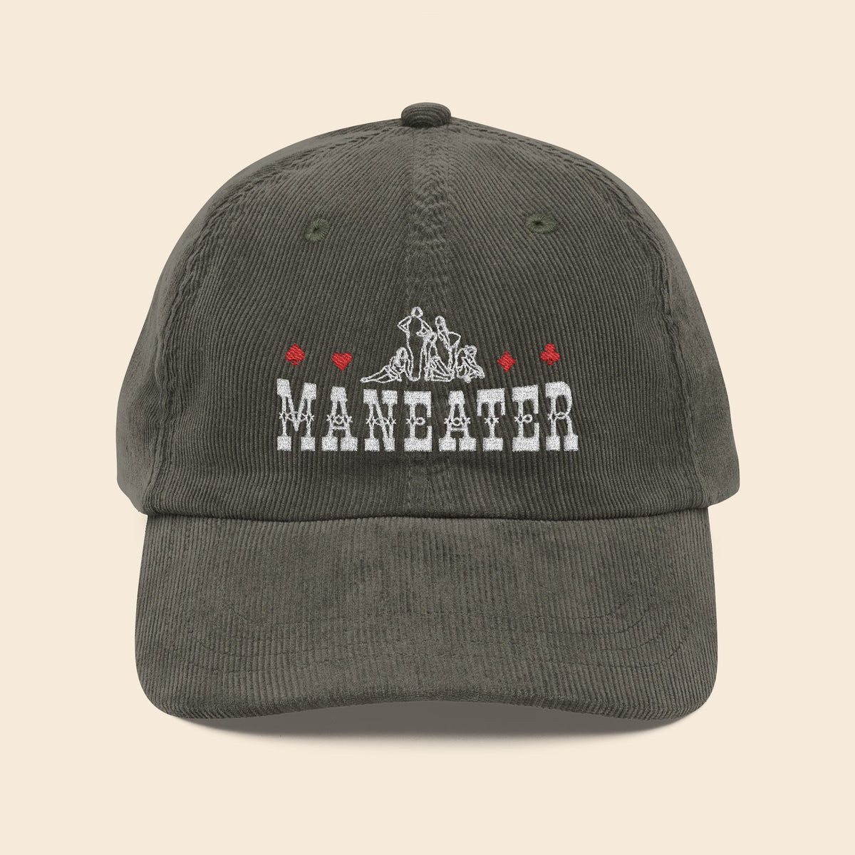 ManEater Black | Embroidered Corduroy Cap