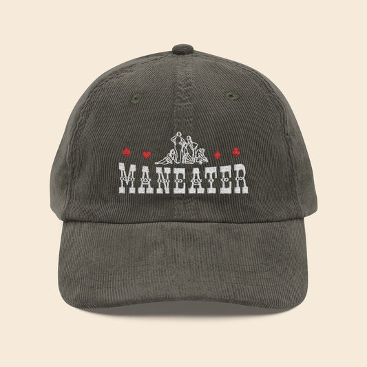 ManEater Olive Grey | Embroidered Corduroy Cap